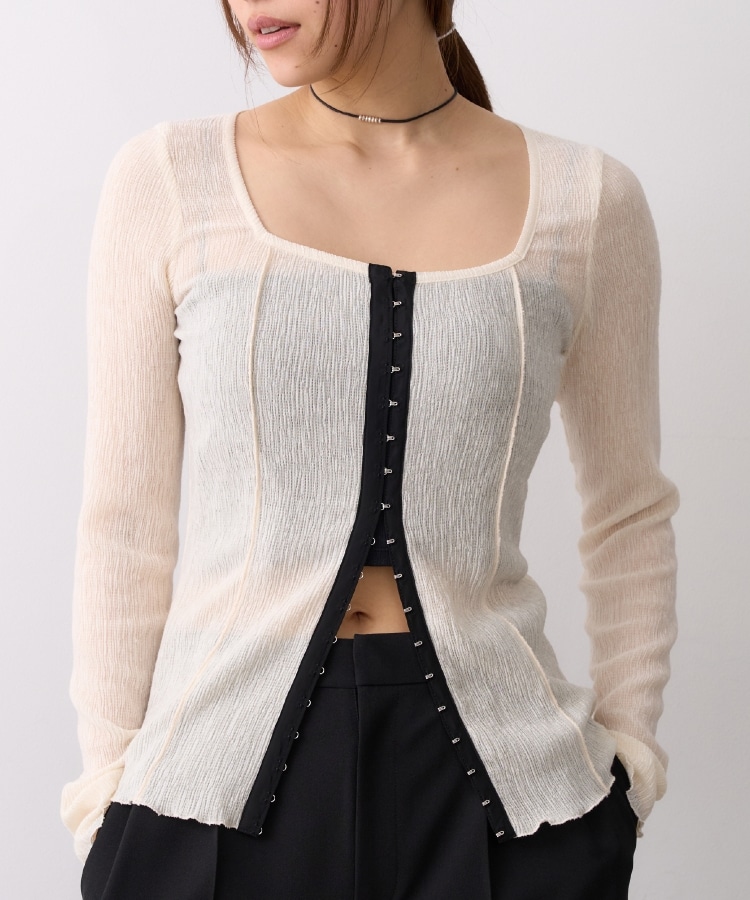 トップス CODE A / fronthook sheer rib pullover fronthook sheer rib pullover（カットソー/Tシャツ）｜CODE A