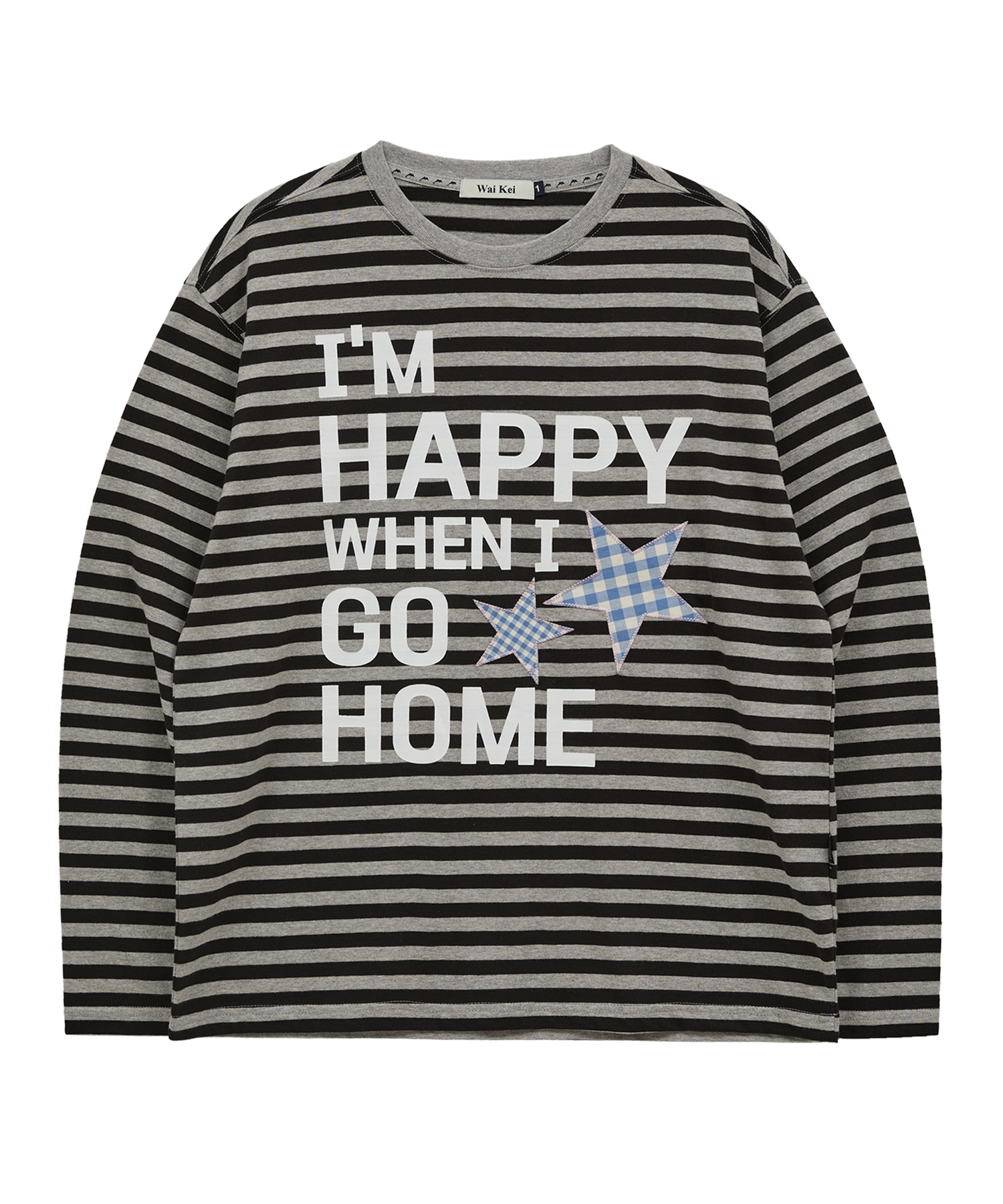 [K-POPアイドル着用] I AM HAPPY Long Sleeve T-shirt STRIPE BLACK