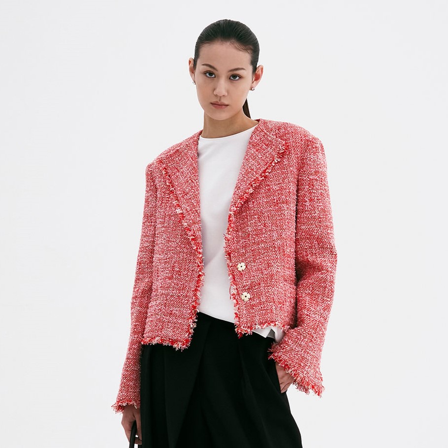 Peak Lapel Tweed Jacket