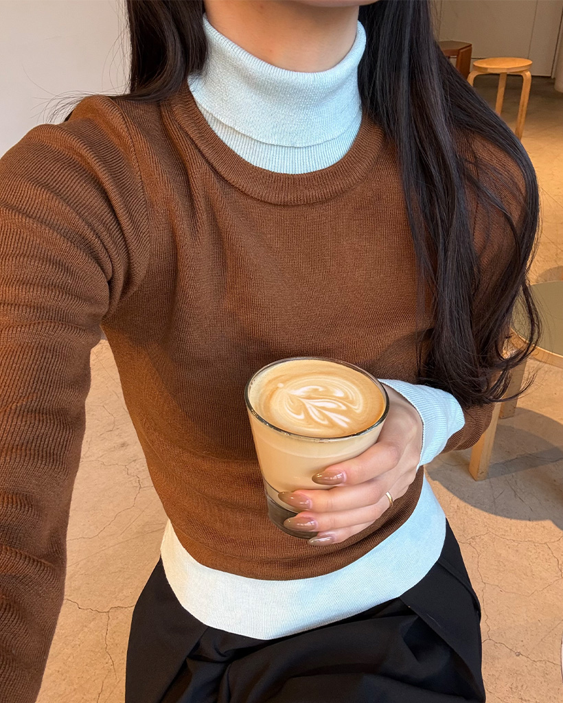 バイカラーネックポーラニット