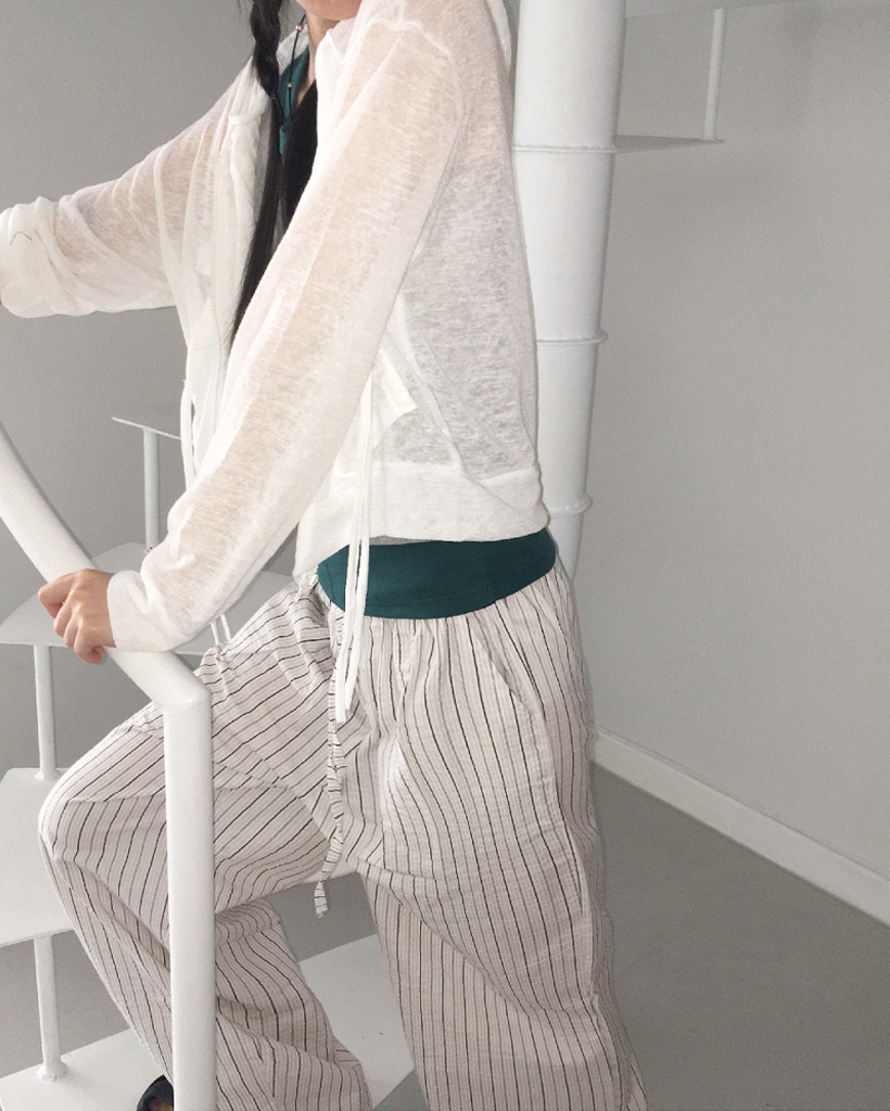 リネンストライプワイドパンツ | ファッション通販サイト NUGU