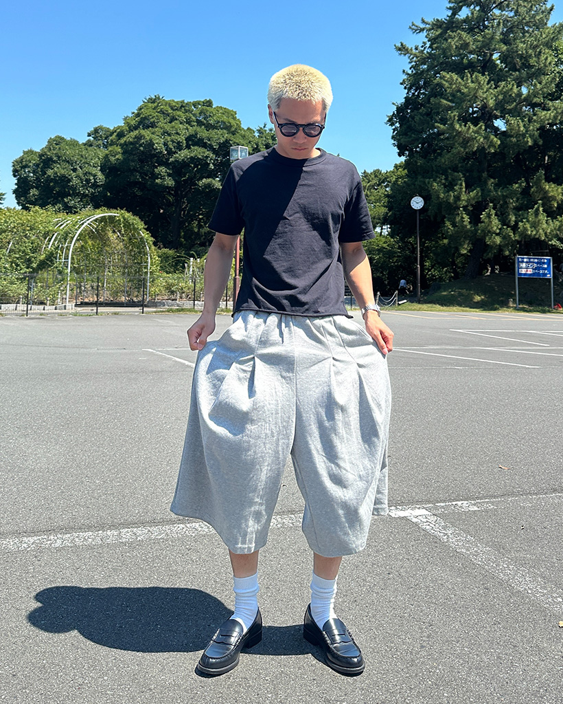 LABELESS レイブレス タック入り　スウェットパンツ ベルトループ ベルトループ付きストレッチ布帛メッシュ貼付裾ジップパンツ