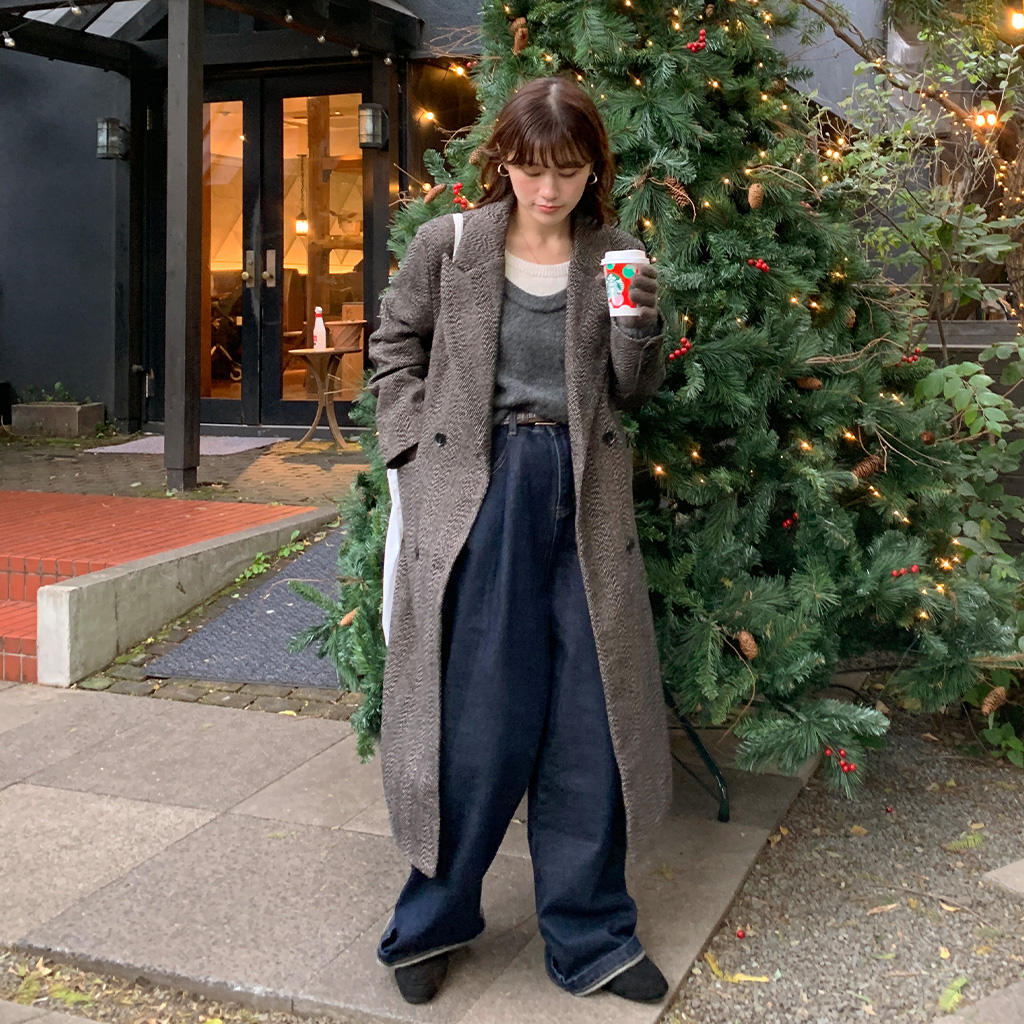 ヘリンボーンロングコート | ファッション通販サイト NUGU