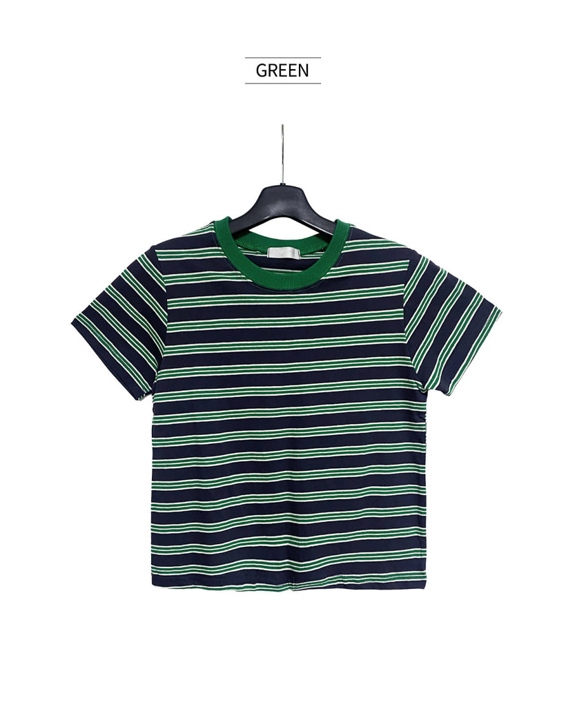ボーダークロップド半袖Tシャツ | ファッション通販サイト NUGU