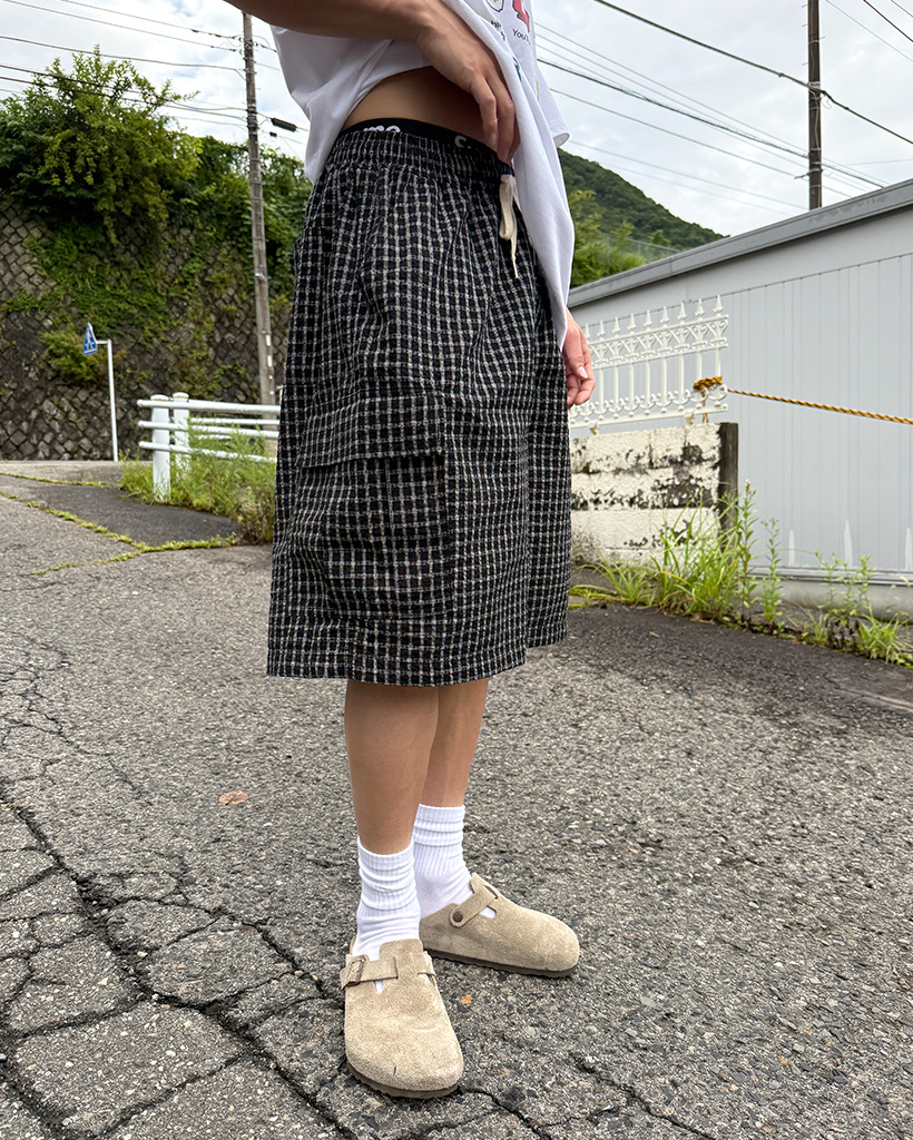 00s~ タータンチェック カーゴパンツ パラシュート バギー ショーツ 極太 00s~ タータンチェック カーゴパンツ パラシュート バギー