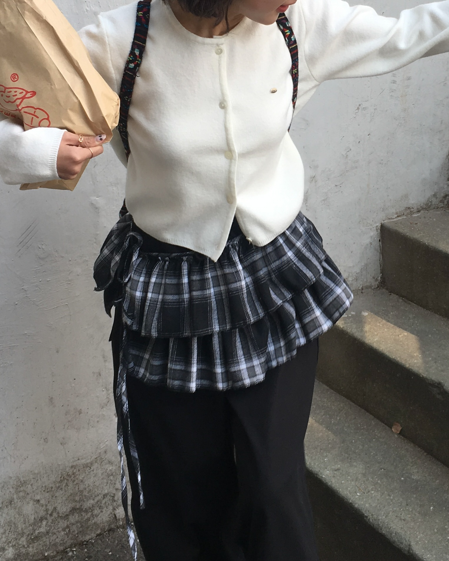 NULLUS ヌルース　24aw チェック柄 レイヤードスカートパンツ NULLUS ヌルース 24aw チェック柄 レイヤードスカートパンツ