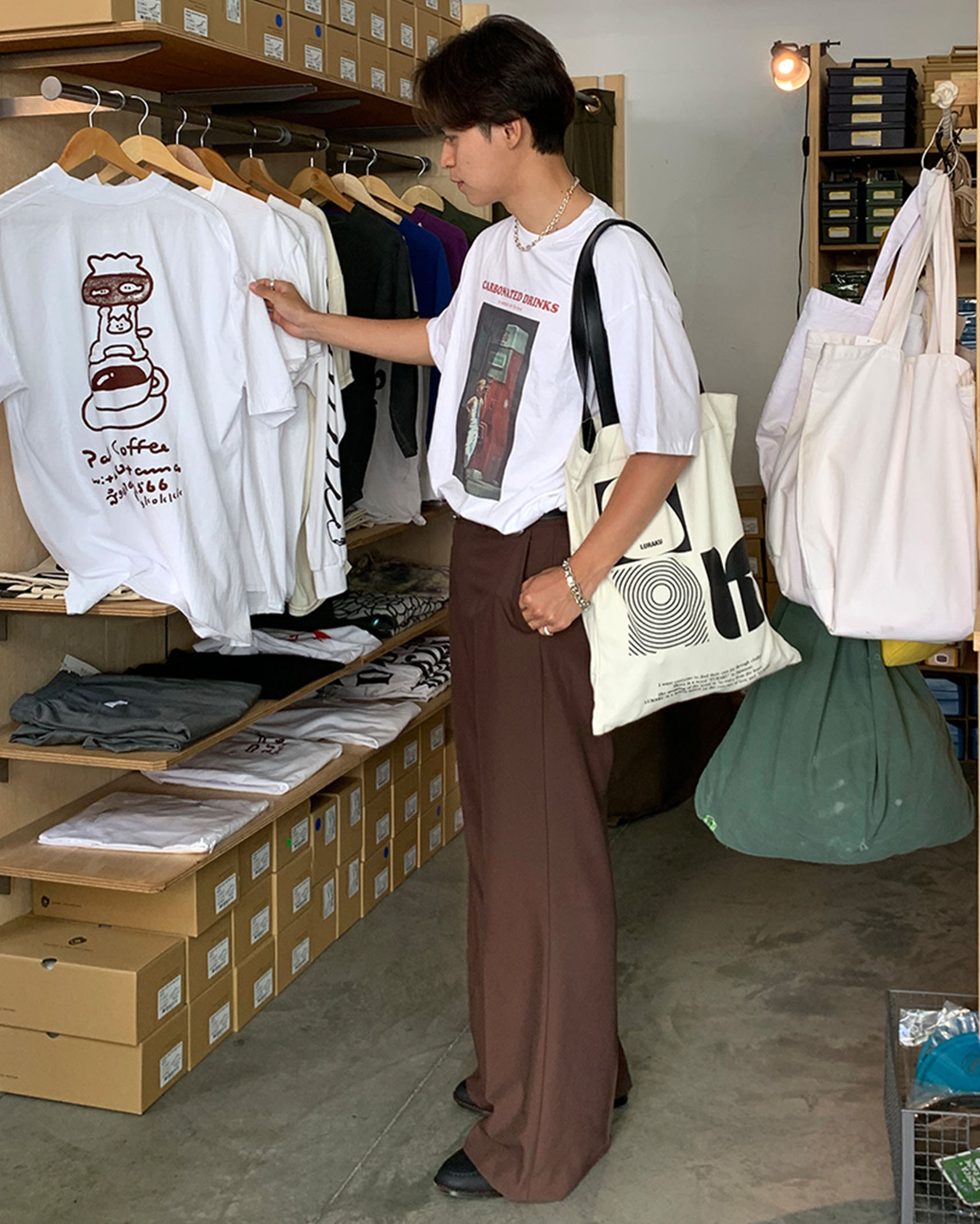 ORIGINAL) ワイドフレアスラックス (brown) | ファッション通販サイト NUGU