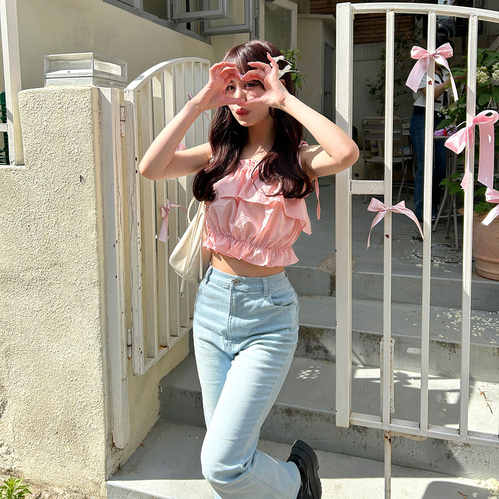 HOSHIページ ハンドメイド ニット キャミソール ボリュームフリル