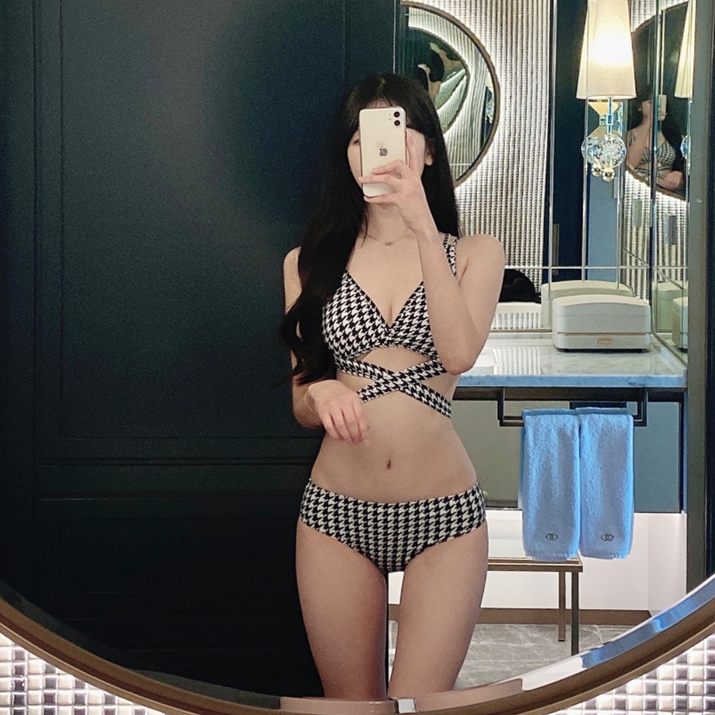 パッド付き] チェックストラップ水着ビキニ | ファッション通販