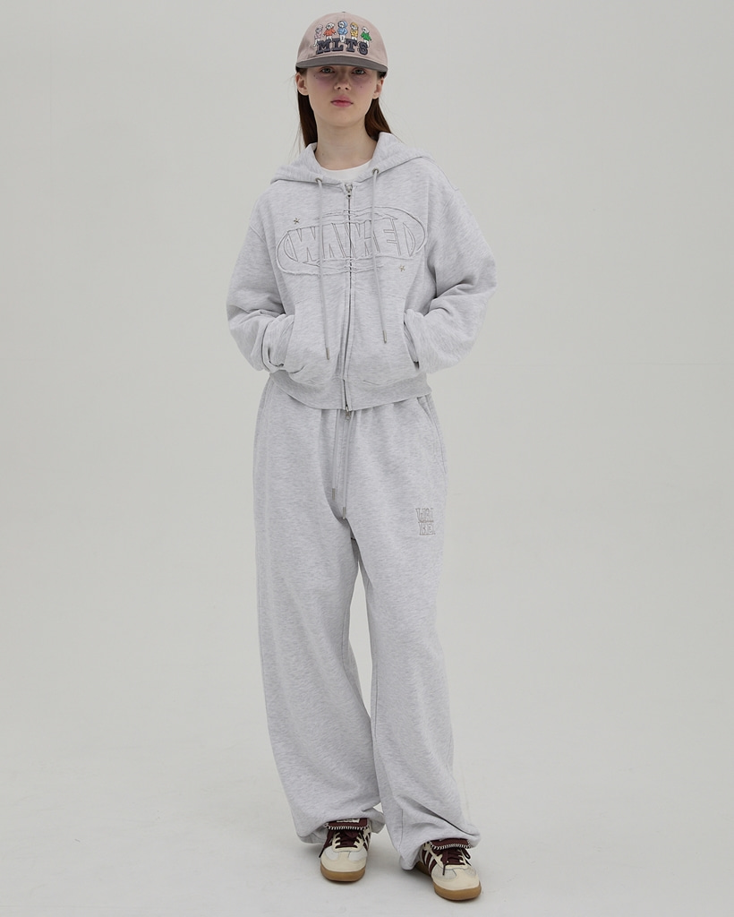 [K-POPアイドル着用] Logo Applique Sweatpants MELANGE WHITE