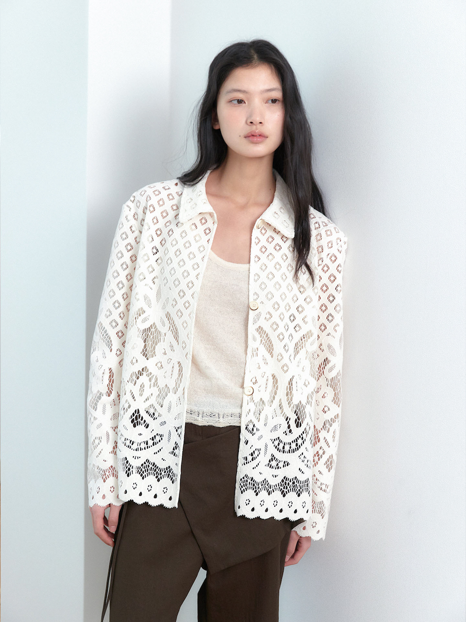 CROCHET SUEDE JACKET [ CREAM ]