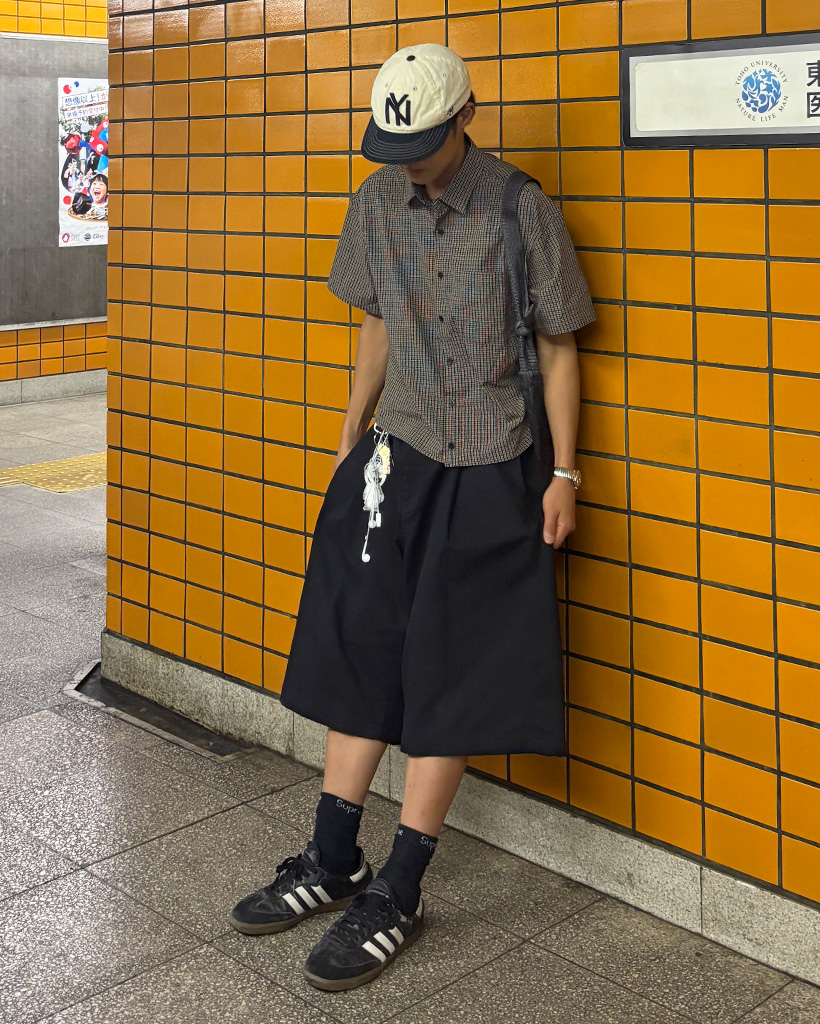 コットン タック入りバミューダパンツ