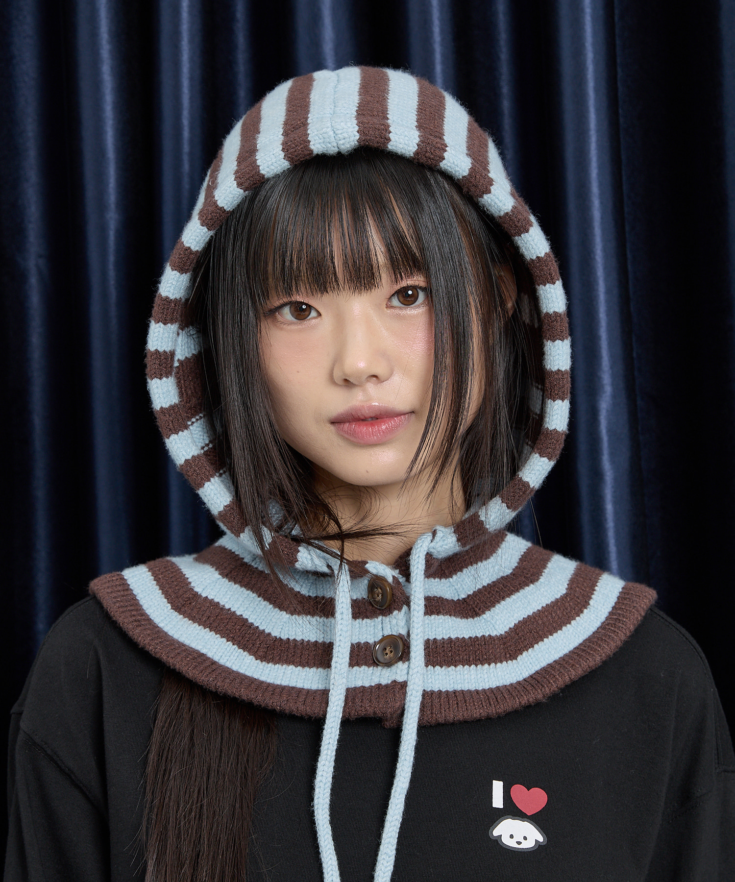[K-POPアイドル着用] Stripe Star Balaclava SKYBLUE