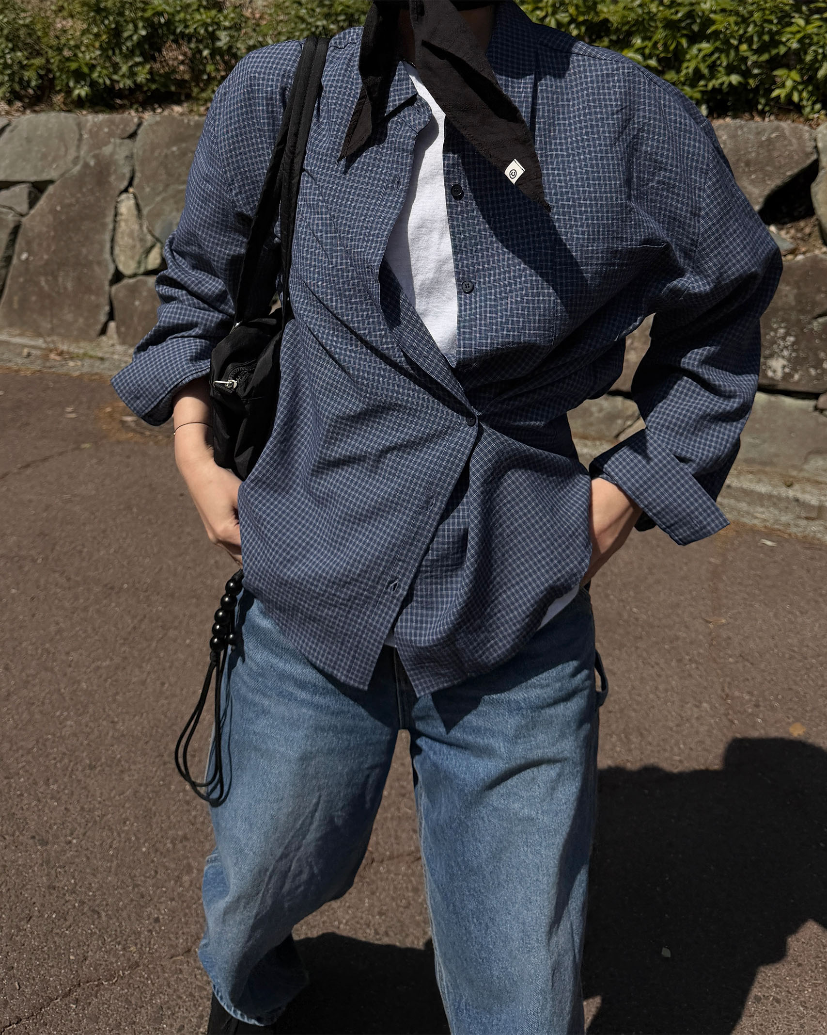 リネンチェックシャツ