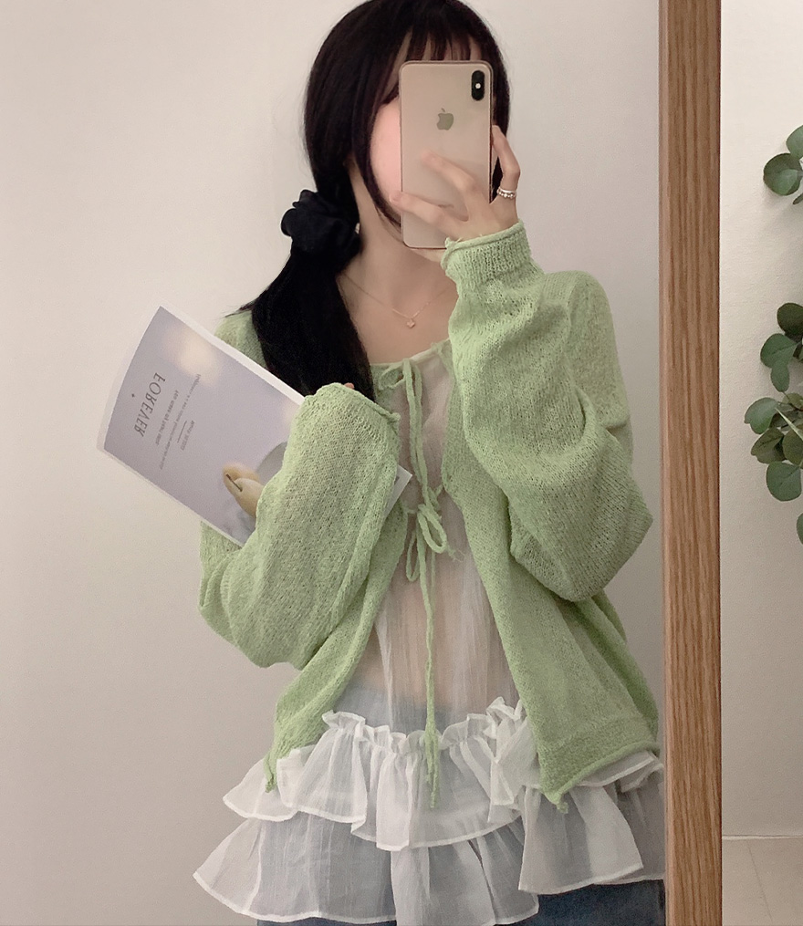 ツーリボンブークレルーズニットボレロ | ファッション通販サイト NUGU