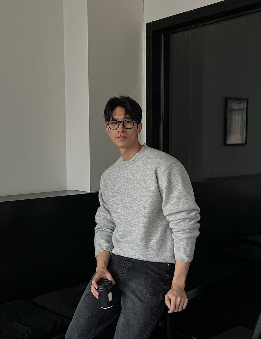 (9color)ウールボカシラウンドニット