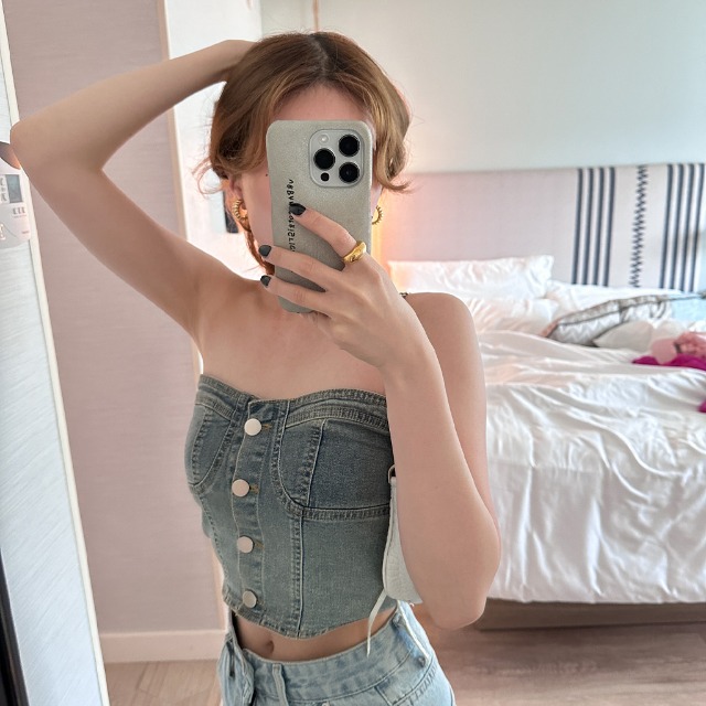 VIVIANO デニムビスチェ VIVIANO デニムビスチェ フロントボタンデニムビスチェ[品番