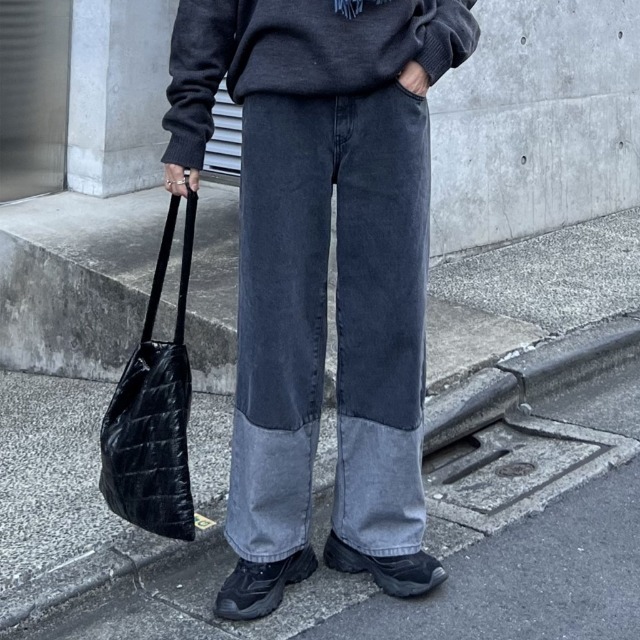 a.ayu様 デニム 2ネイビー 2色展開】カーブデニムパンツ（デニムパンツ）｜attiree
