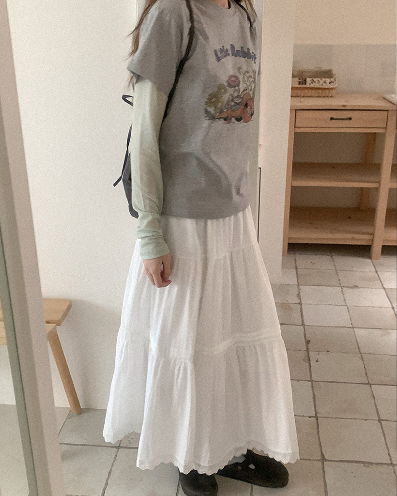 レースティアードロングスカート | ファッション通販サイト NUGU