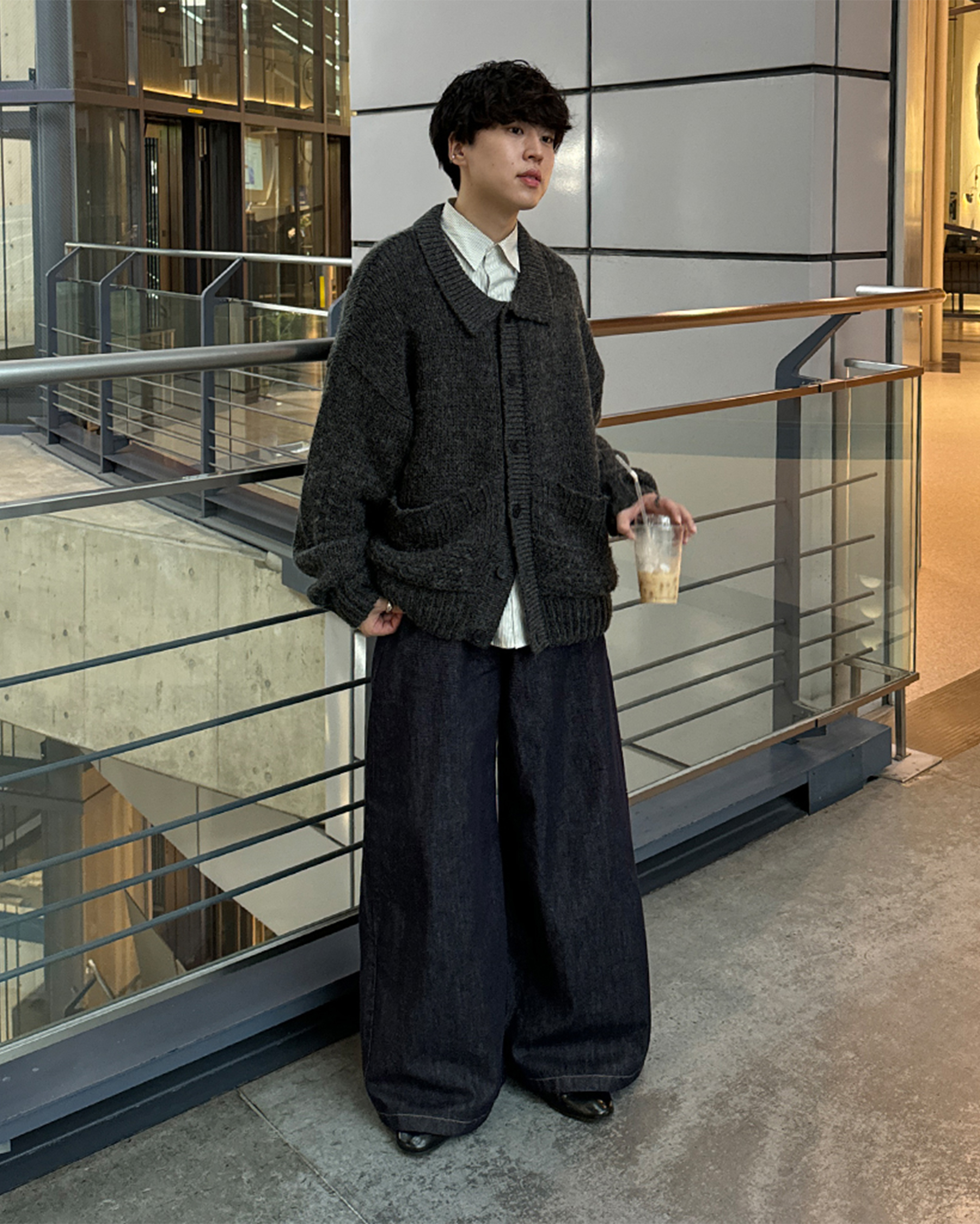 【resoll】ポケットウールボタンカーディガン charcoal 秋再入荷](ORIGINAL) ポケットウールボタンカーディガン