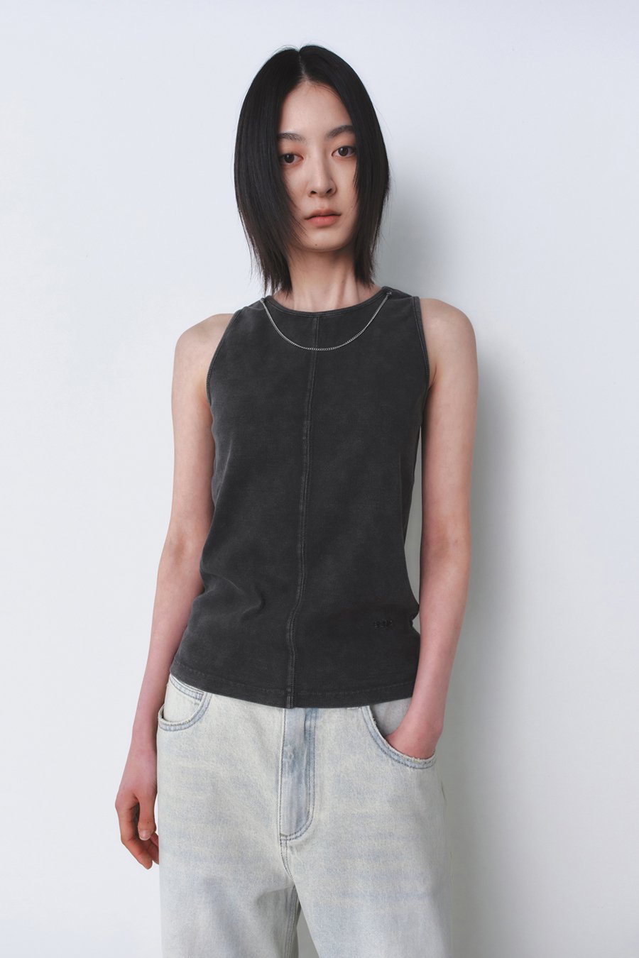 ヘンプコットンスリーブレスプルオーバー　ブラック オーガニックコットンプルオーバー（フレンチスリーブ）(02_M