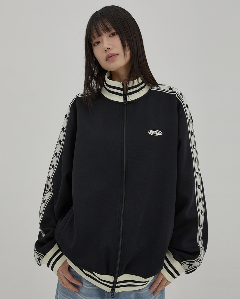 [K-POPアイドル着用] Star Track Jersey Jacket BLACK