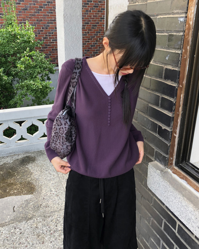 レイヤードVネックロングニット | ファッション通販サイト NUGU