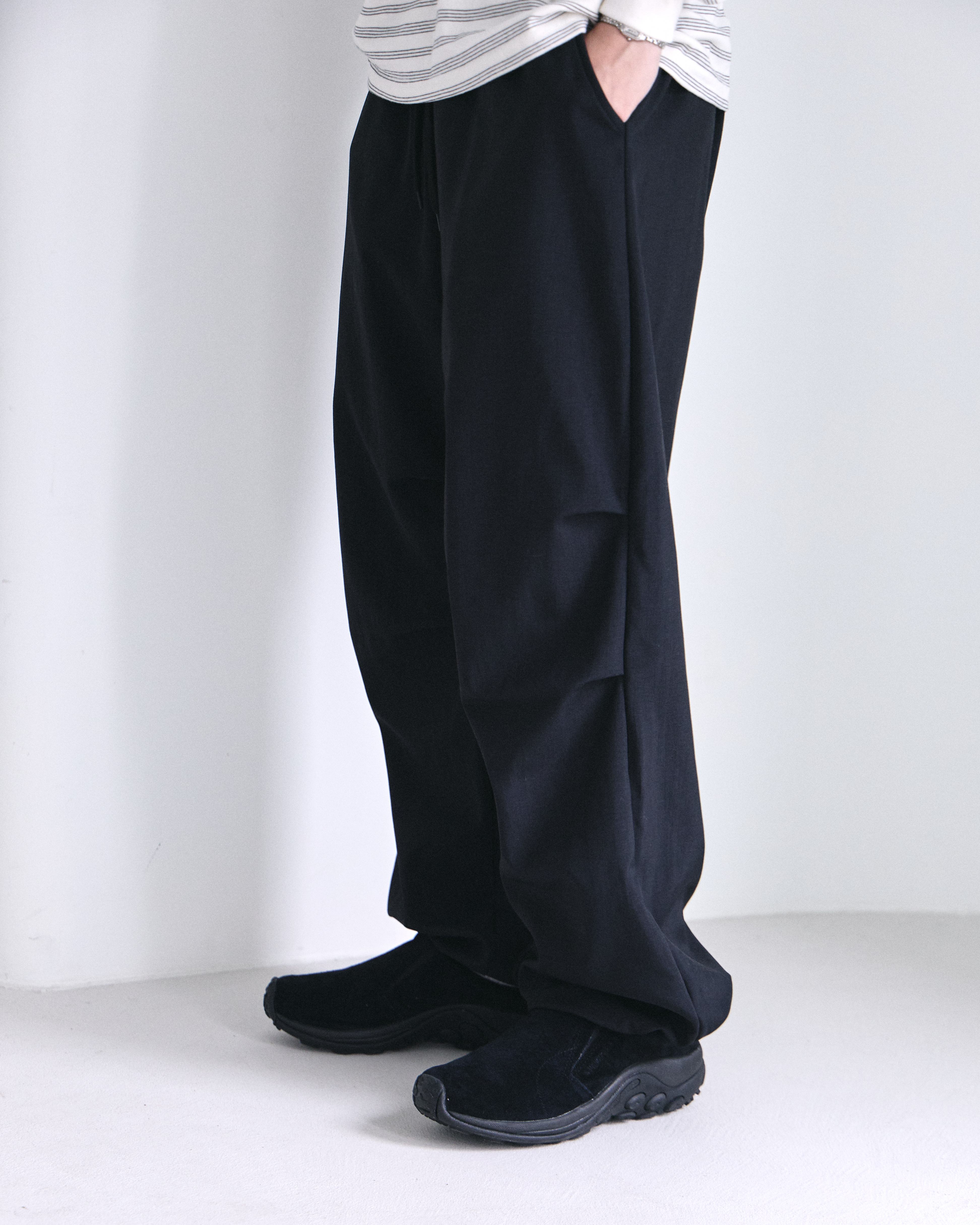 3回再販](ORIGINAL) ナイロンフラッフィーパラシュートパンツ (black