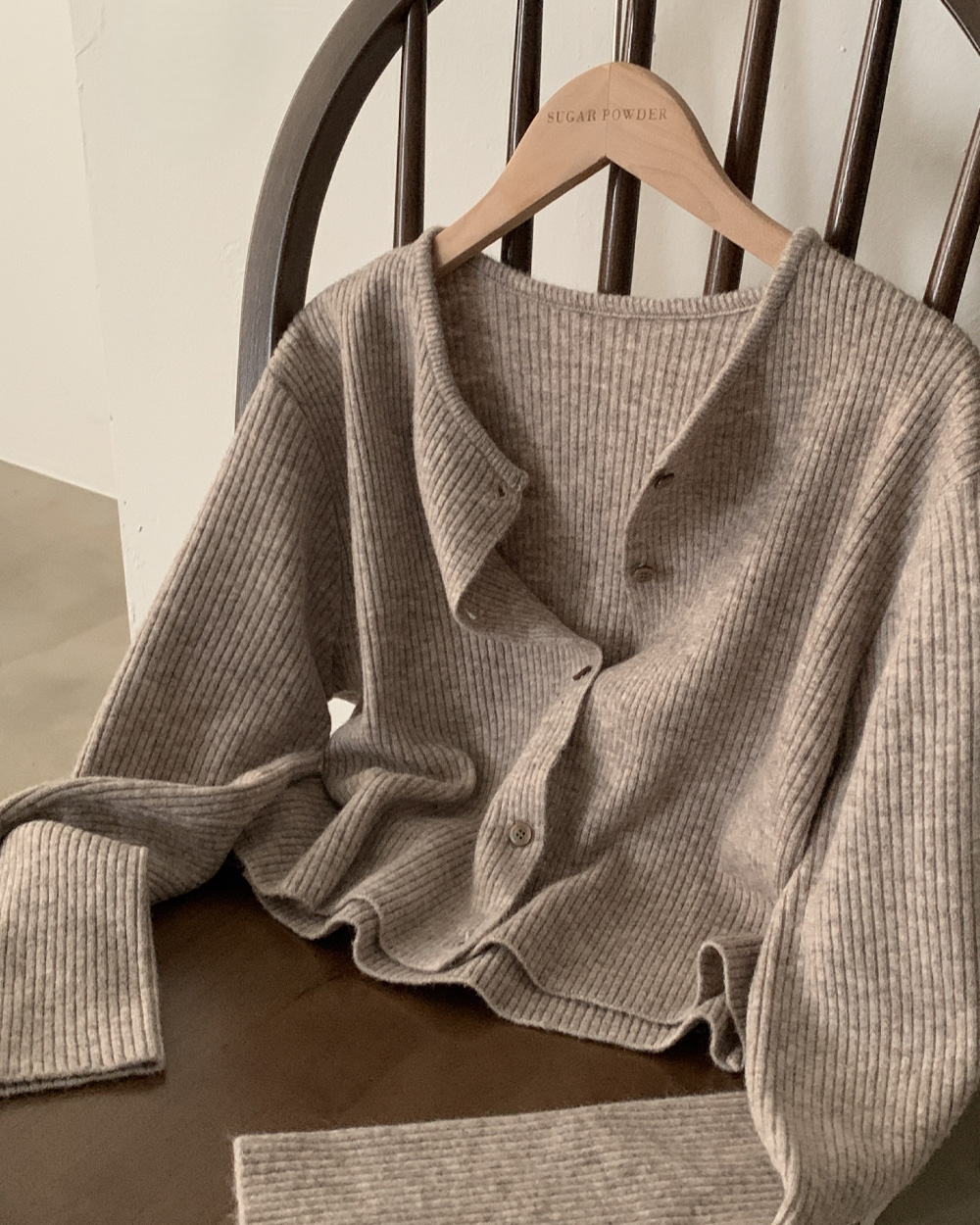 5color)ベーシックラウンドネックニットカーディガン_秋服