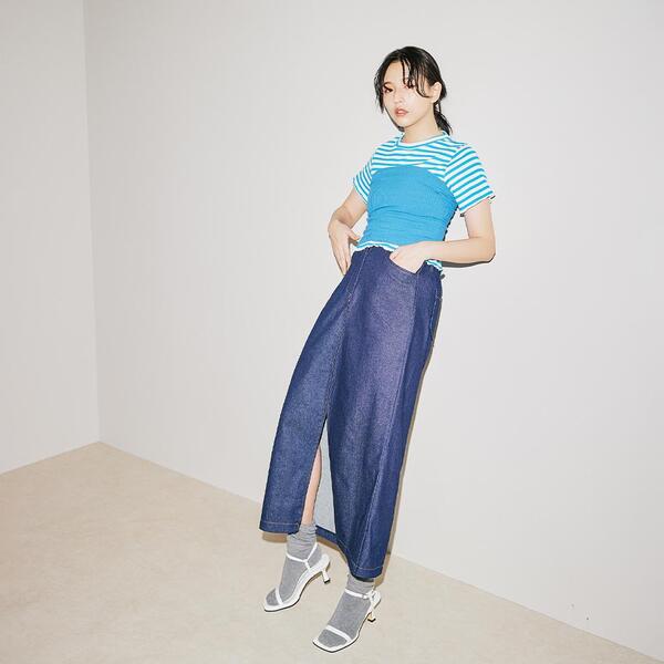 DT MaxMara ★ スリット入 デニム スカート 1CERVINO ブルー 楽天市場】デニムスカート スリット（スカート｜ボトムス