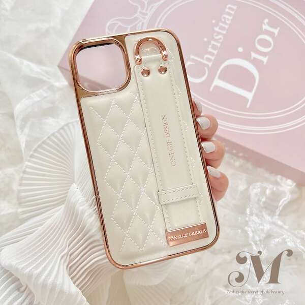 キルティング♡ ホワイトベージュiPhoneケース -ベルト付
