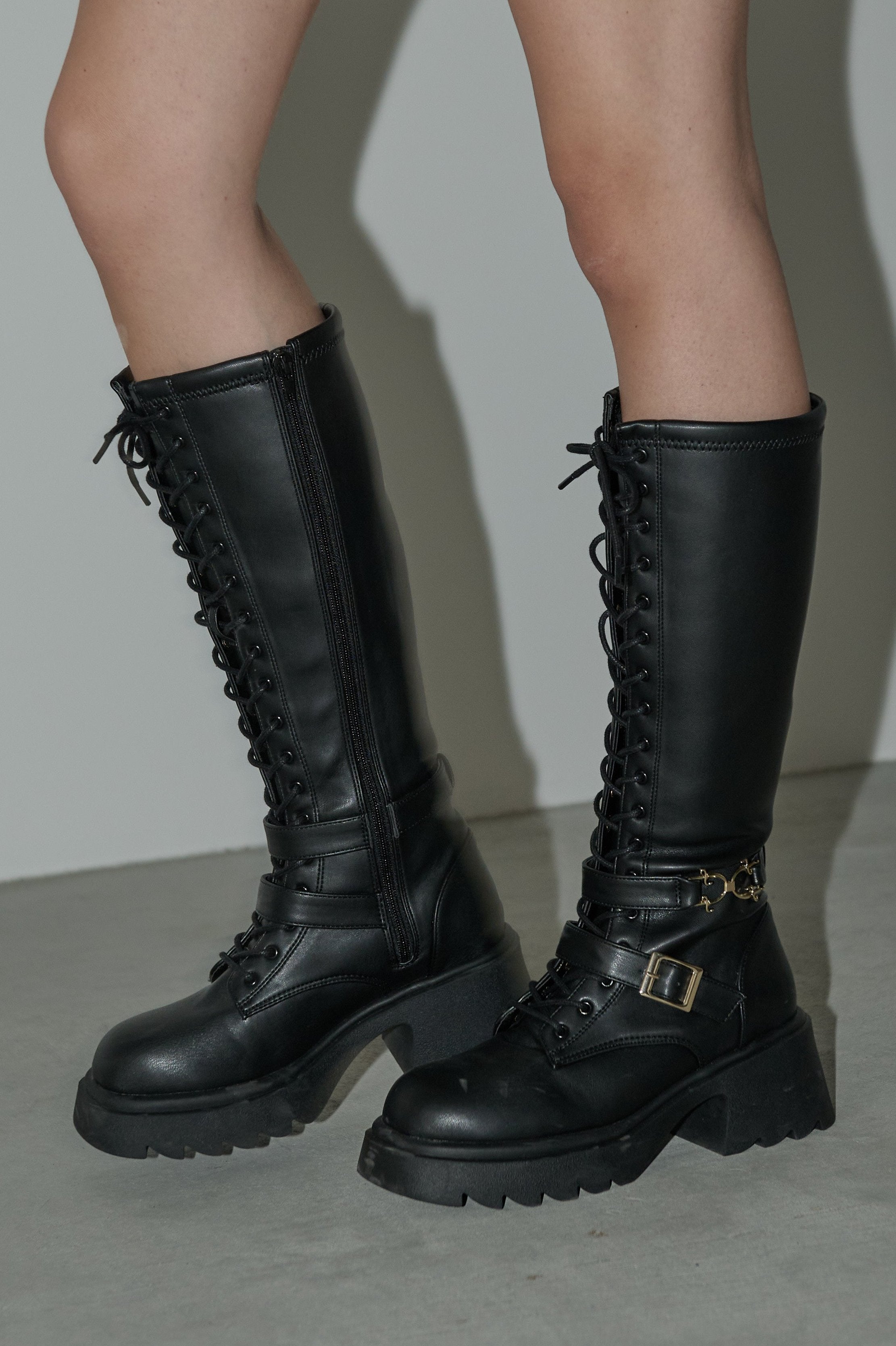 ★大人気★Buckle Long Boots★ロングブーツ,2色(22-552) as