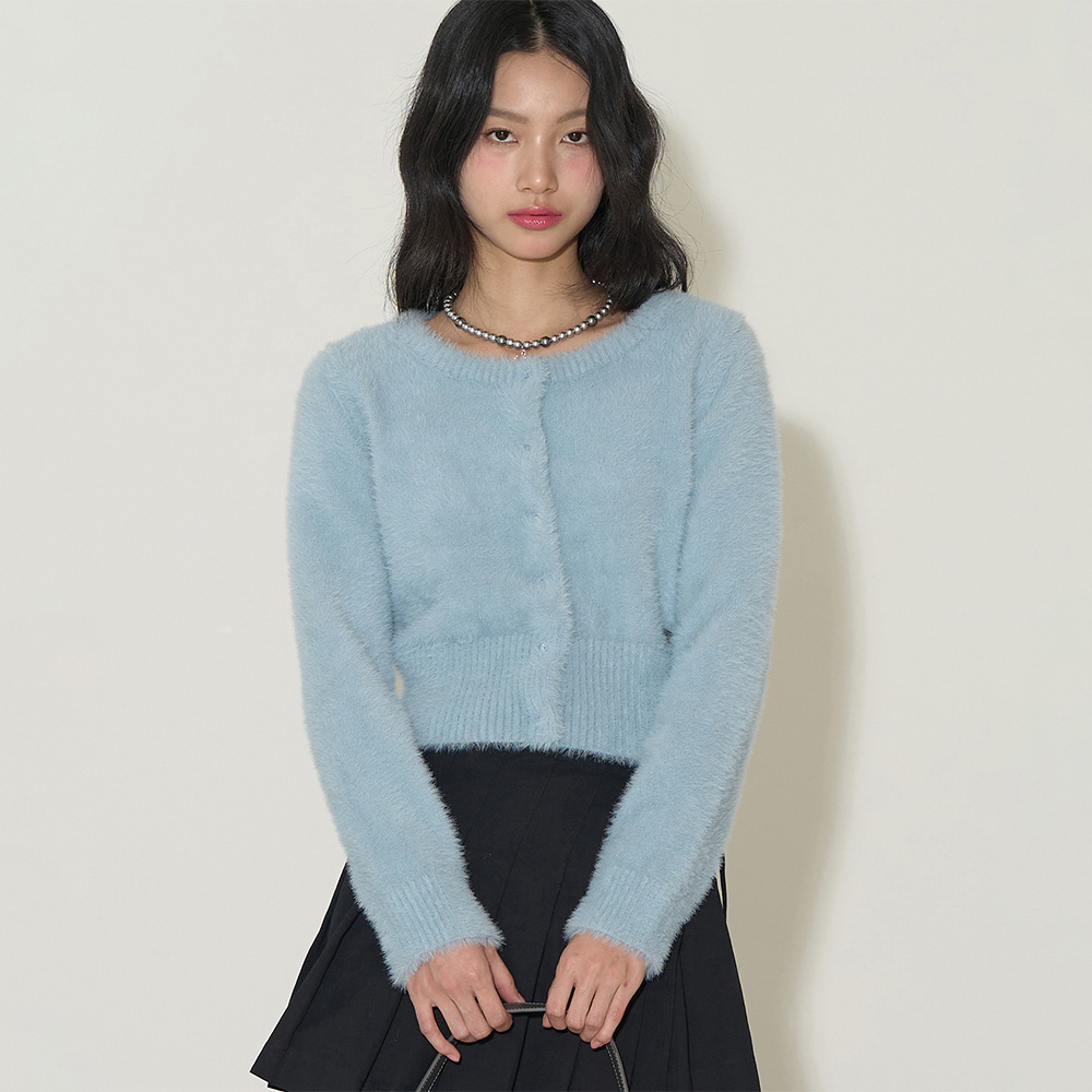 Angora Logo Round Cardigan Blue | ファッション通販サイト NUGU