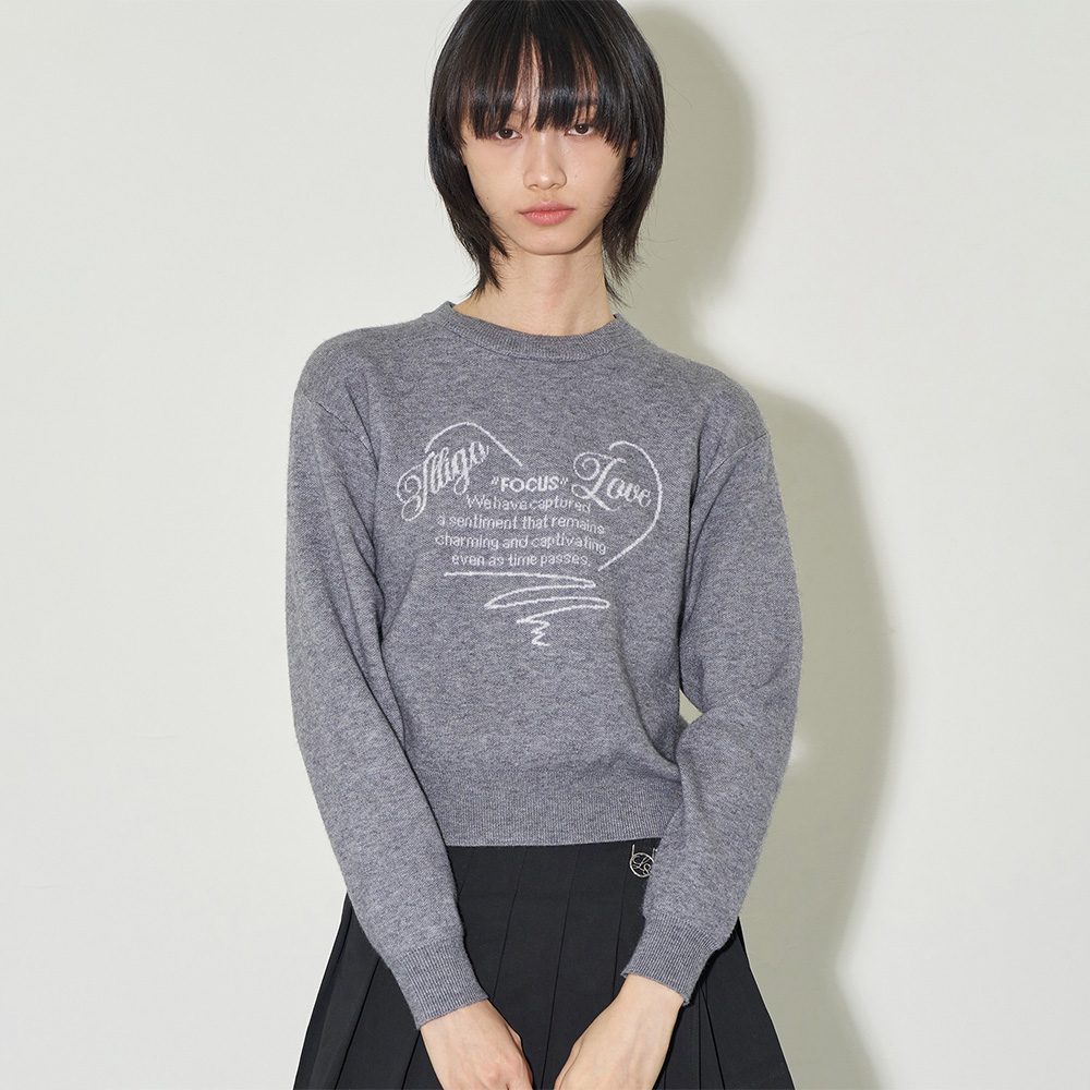 Heart Lettering Knit Gray | ファッション通販サイト NUGU