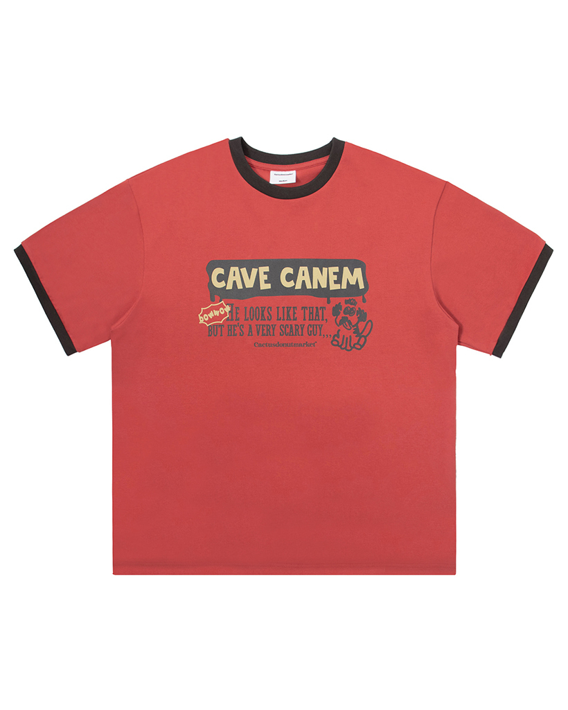 Cave Canem Ringer T-Shirt - Coral