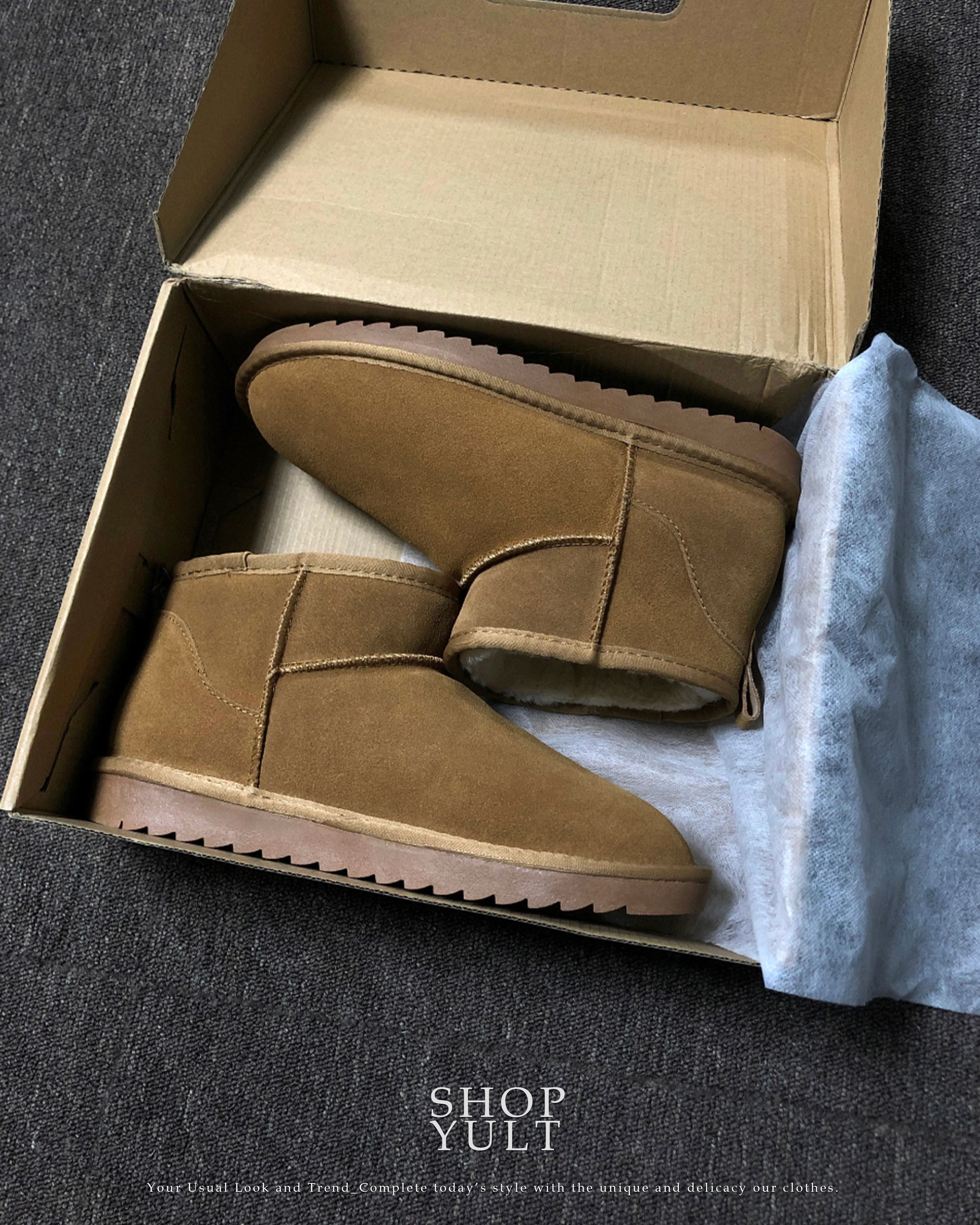 (2 color) スエード ムートンブーツ