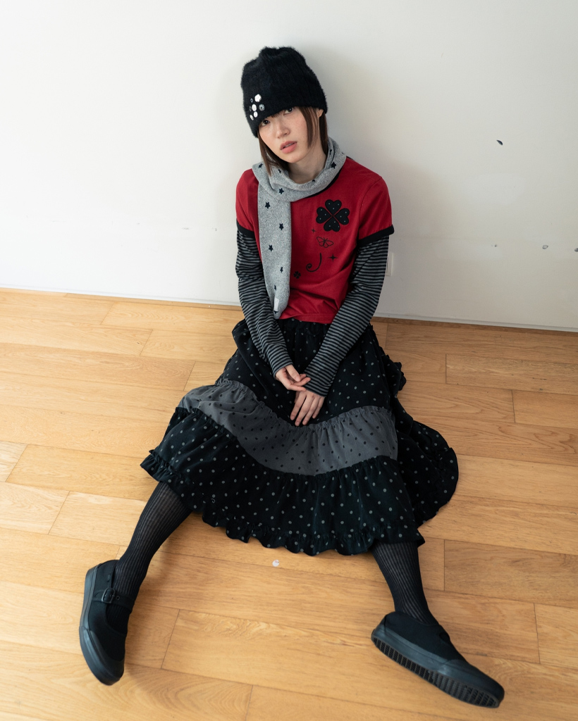 ヴィンテージ フリル スカート [ドットブラック] | ファッション通販