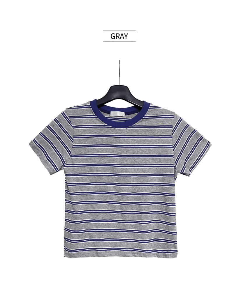 unfil ヘンプボーダーストライプジャージークロップドTシャツ unfil ヘンプボーダーストライプジャージークロップドTシャツ