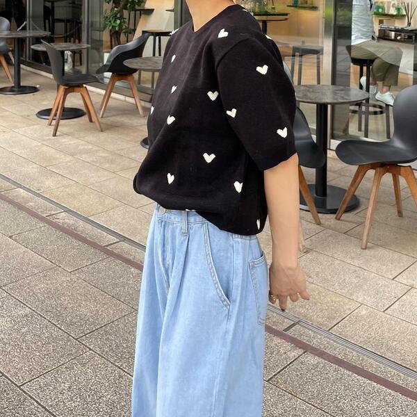 NKNIT 24SS ハート　半袖ニット NKNIT 24SS ハート 半袖ニット