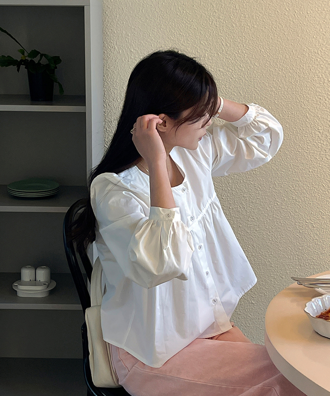 [original/S-XL]シャリングラウンドブラウス