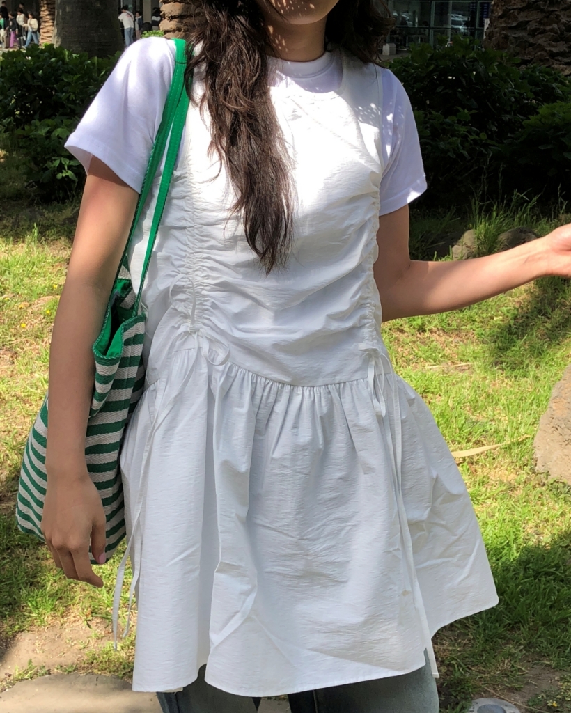 リボンシャーリングミニワンピース PNK/Free-L リボンシャーリングミニ