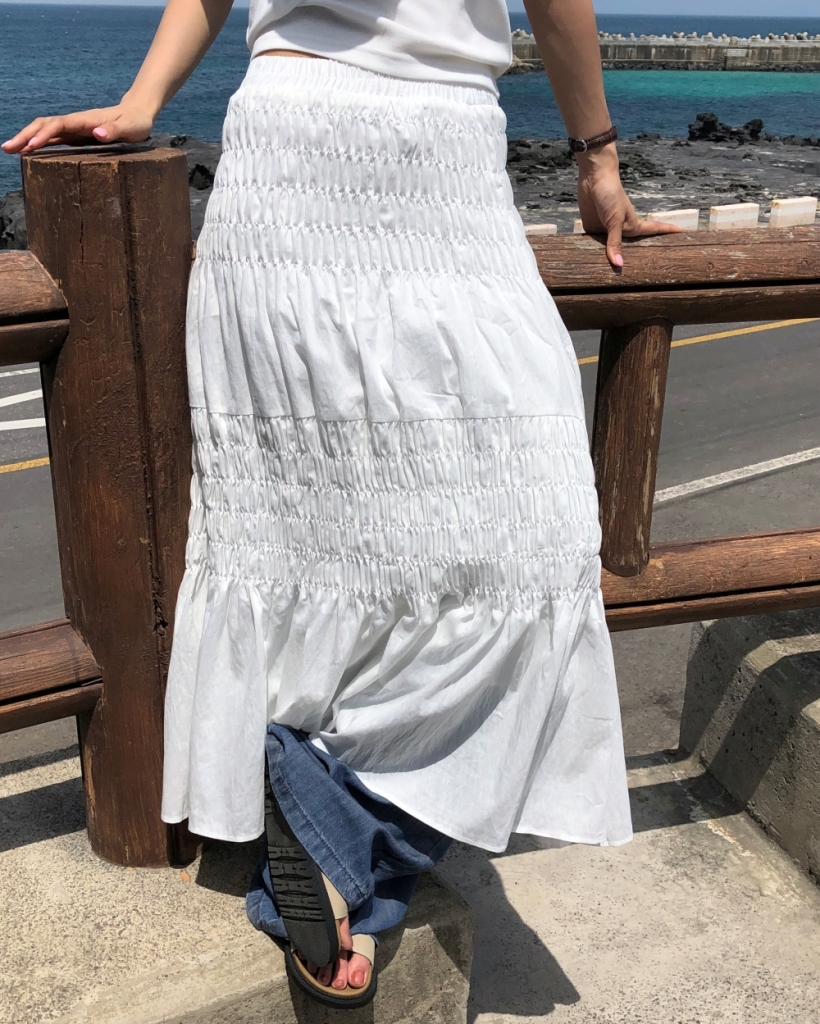 シャーリングチューブトップロングワンピース | ファッション