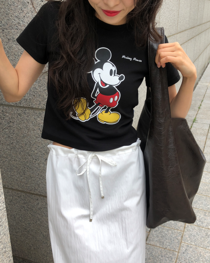 ディズニー]ミッキーマウスセミクロップド半袖Tシャツ | ファッション