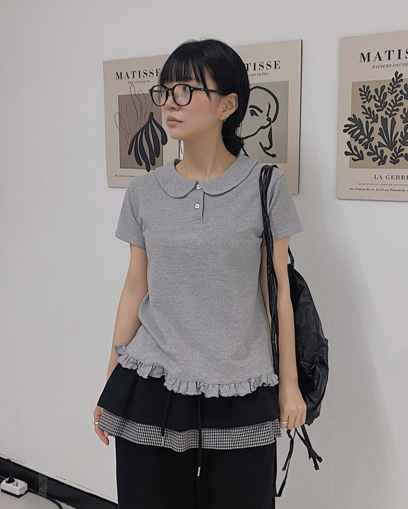 2TYPE]ドットフリルPKカラー半袖Tシャツ | ファッション通販