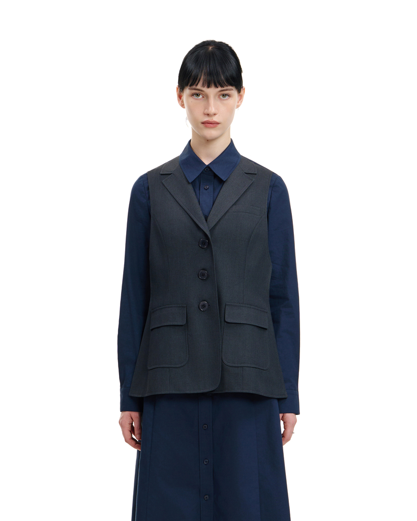 HANGING VEST-DETAIL SHIRT DRESS