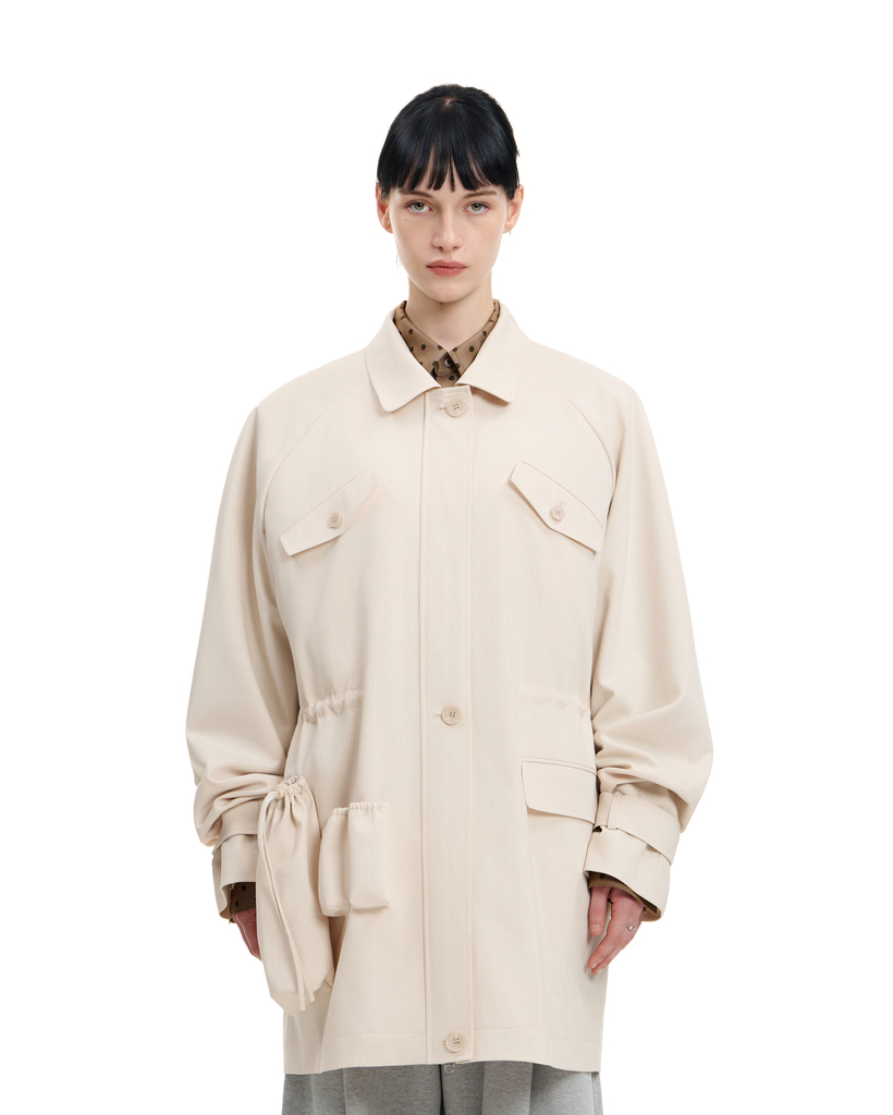 IVORY MULTI-POCKET SAFARI JACKET WITH BUTTON-ON THERMAL VEST