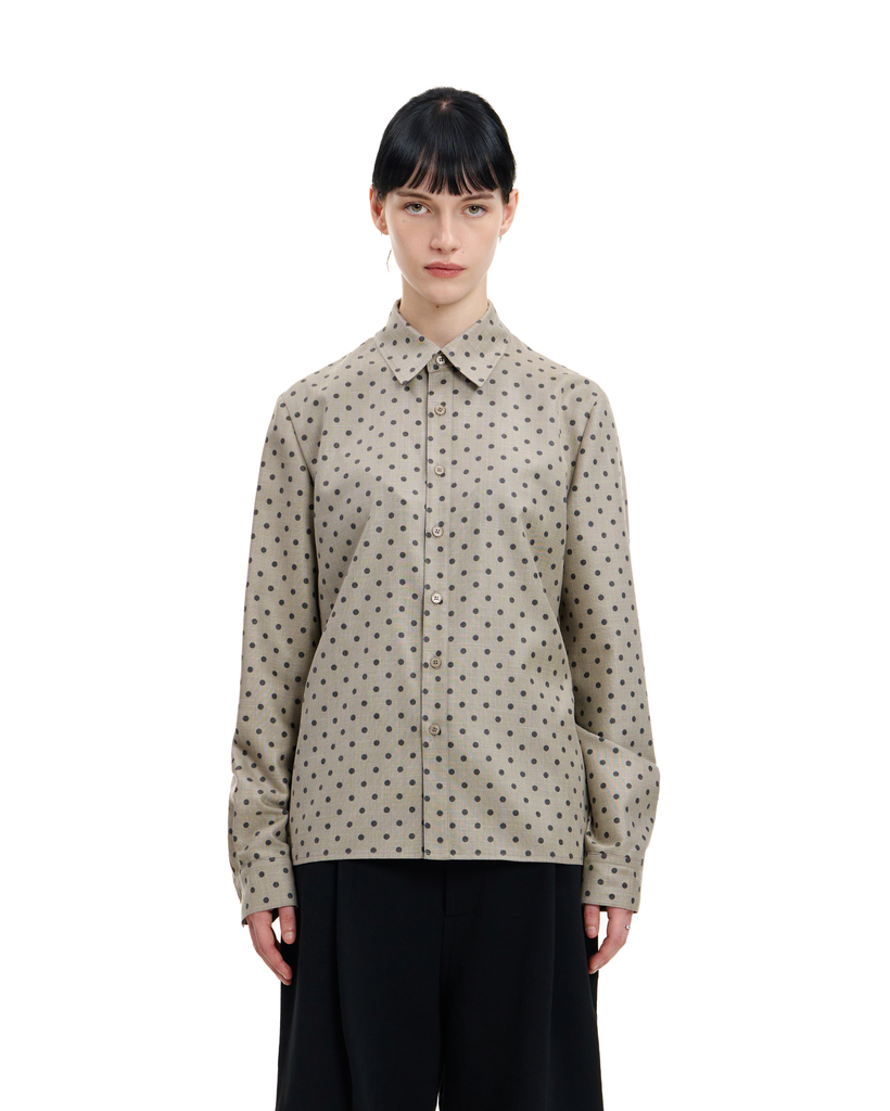 ASH BEIGE SLIM FIT POLKA DOT SHIRT
