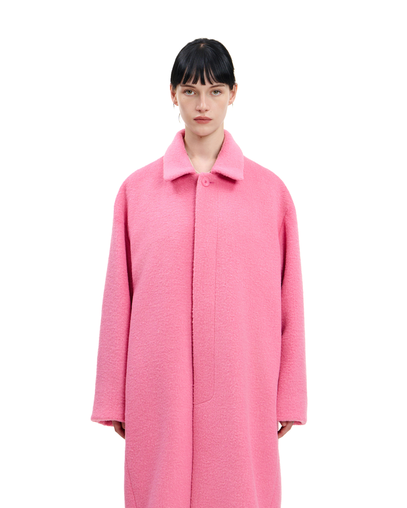 PINK SINGLE-BREASTED COAT WITH INTERIOR CARD SLOTS