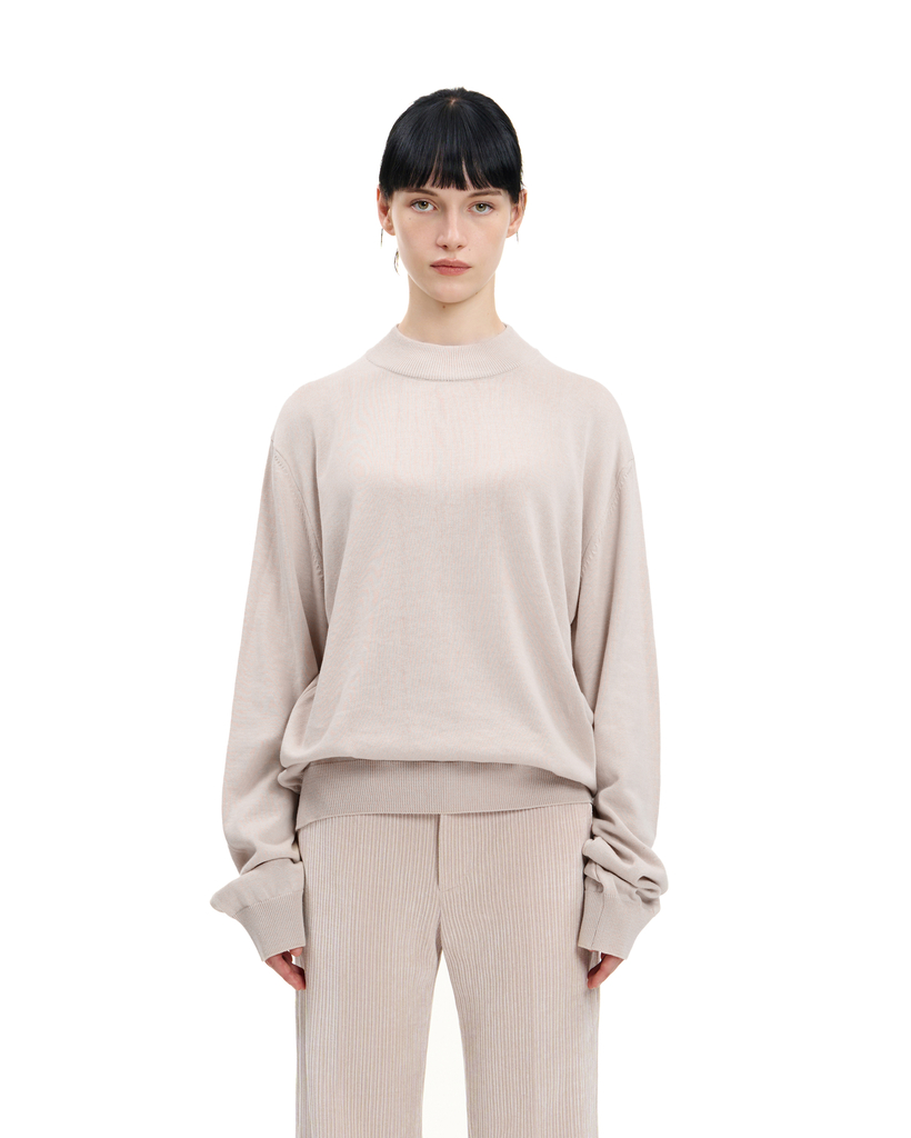 IVORY MOCK NECK T-SHIRT