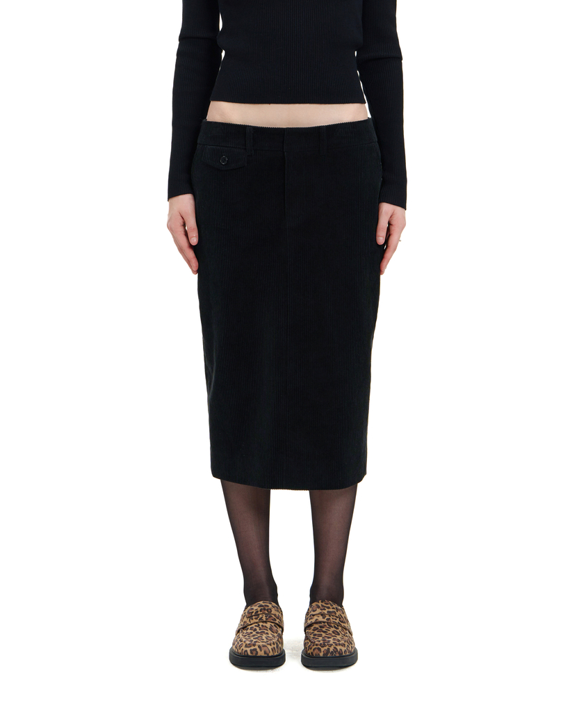 BLACK CORDUROY PENCIL SKIRT